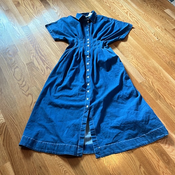 Anthropologie x Exquise The Tobie Button-Front Pleated Shirt Dress Denim S NWT - Picture 6 of 15